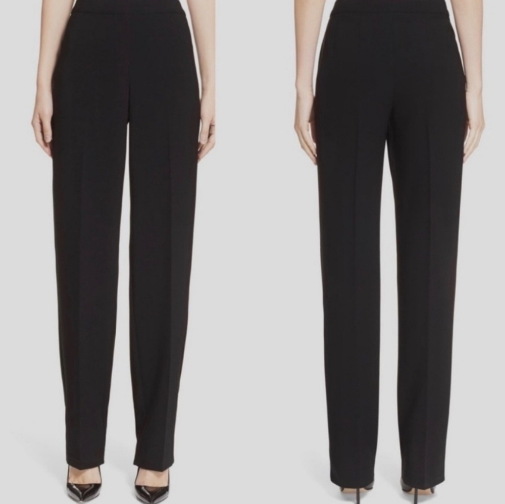 St. John Caviar Diana Wide Leg Black Pants Sz4